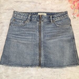 Free People Denim Zip-Front Mini Skirt